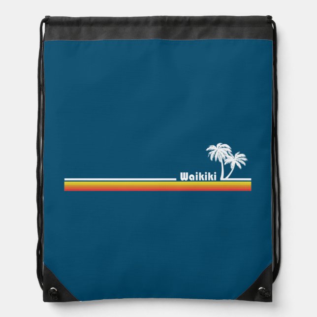 Waikiki, Hawaii Drawstring Bag (Front)