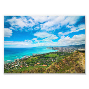 Waikiki, Hawaii from Top of Diamond Head Crater Photo Print