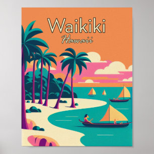 Waikiki Hawaii Minimalist Vintage Art Poster