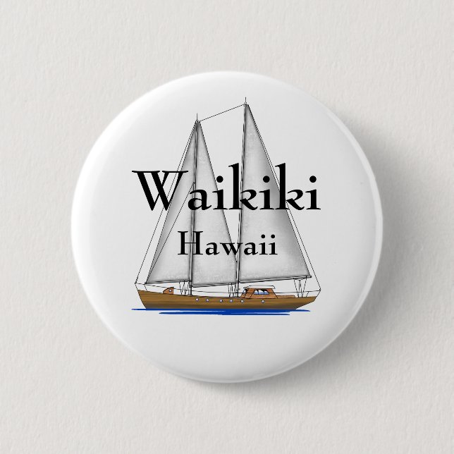 Waikiki Hawaii Pinback Button (Front)