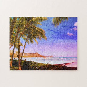 waikiki hawaii retro-look jigsaw puzzle