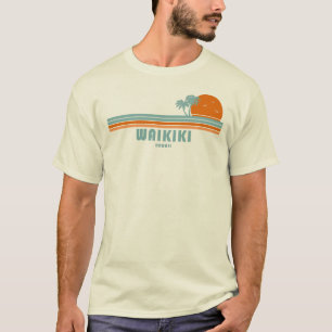 Waikiki Hawaii Sun Palm Trees T-Shirt
