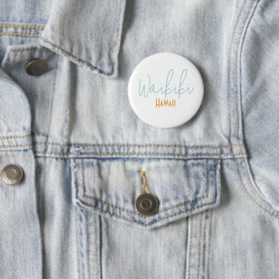 Waikiki, Hawaii Travel Souvenir Button