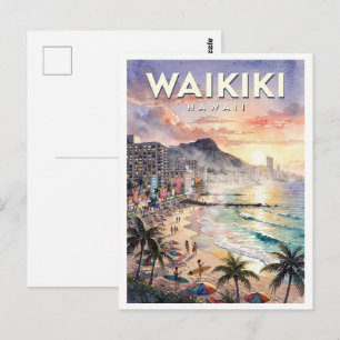 Waikiki Hawaii Vintage Travel Postcard