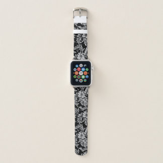 Waikiki Hibiscus Hawaiian Aloha Floral Black Apple Watch Band