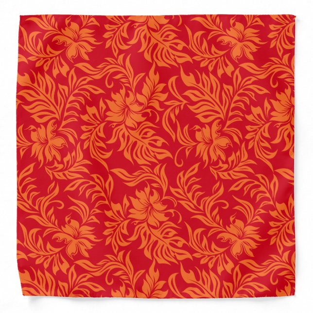 Waikiki Hibiscus Hawaiian Pareau Floral Bandana (Front)