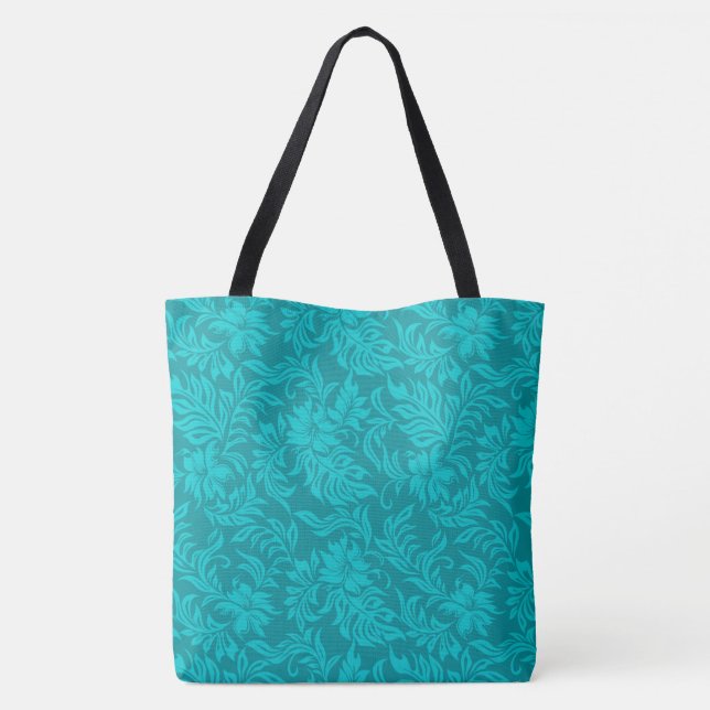 Waikiki Hibiscus Hawaiian Pareau Floral Beach Bag (Back)