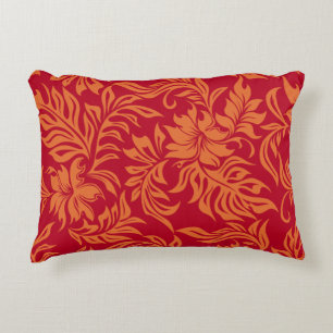 Waikiki Hibiscus Hawaiian Pareau Floral Decorative Pillow