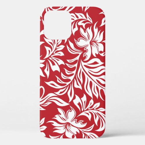 Waikiki Hibiscus Hawaiian Pareau Floral Red iPhone 12 Pro Case