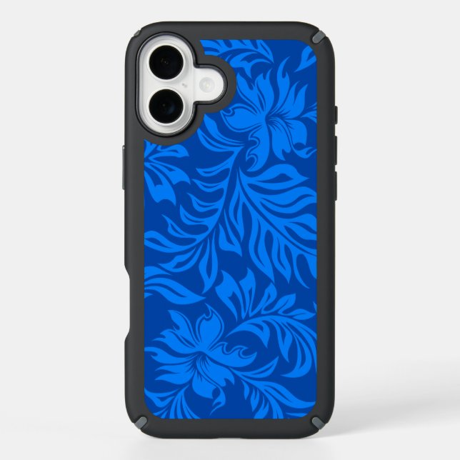 Waikiki Hibiscus Hawaiian Pareau Floral Royal Speck iPhone Case (Front)