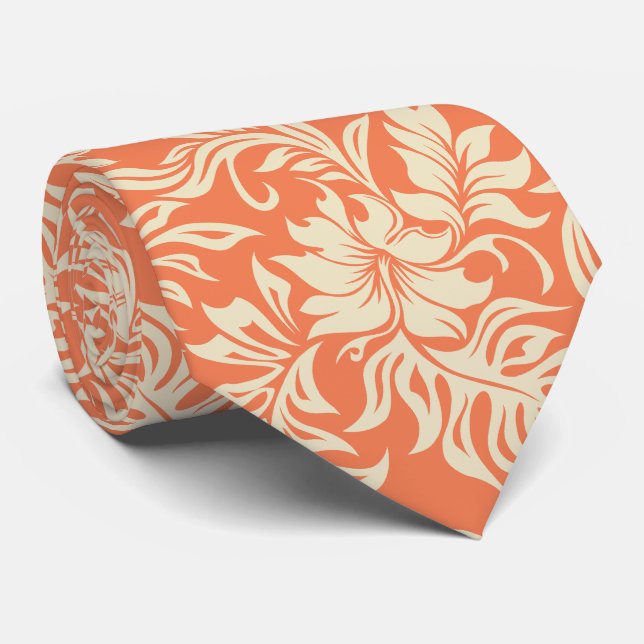 Waikiki Hibiscus Hawaiian Two-sided Printed Neck Tie (Rolled)