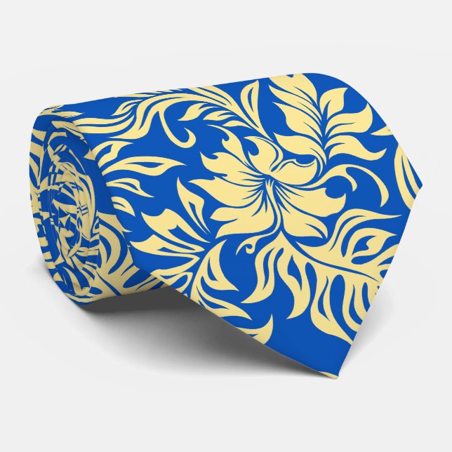 Waikiki Hibiscus Hawaiian Two-sided Printed Tie (Rolled)