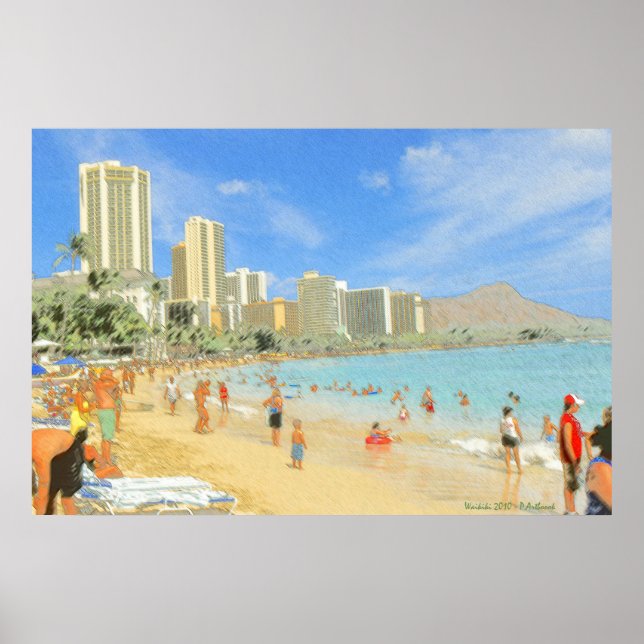 Waikiki Honolulu Hawaii - Fine Art Print (Front)