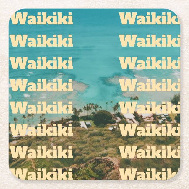 Waikiki, Honolulu, Oahu, Hawaii Square Paper Coaster (Front)