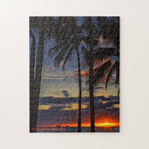 Waikiki Palm Sunset Jigsaw Puzzle