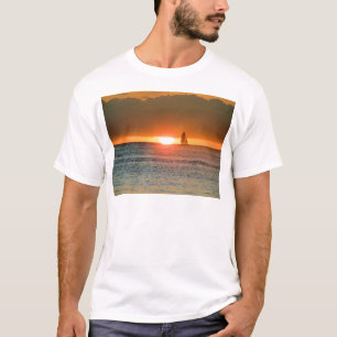 Waikiki Sunset with Sailboat Silhouette, Hawaii T-Shirt