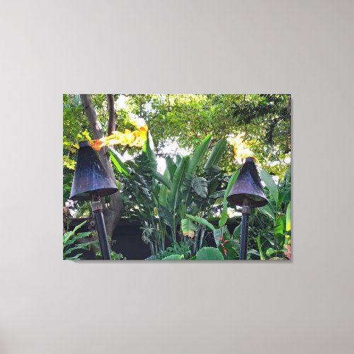 Waikiki Tiki Torches Canvas Print