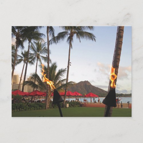 Waikiki Tiki Torches Postcard