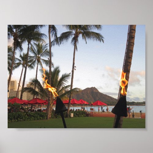 Waikiki Tiki Torches Poster