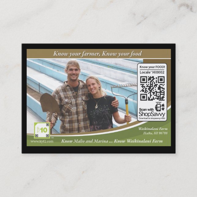 Waikinalani Farm Traceable Shelftalker Business Card (Front)