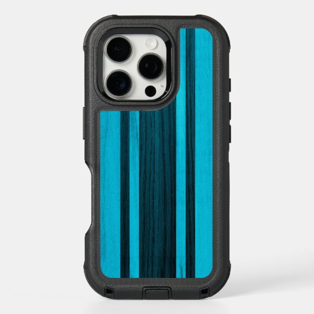 Waikokos Hawaiian Faux Koa Wood Striped Surfboard Otterbox iPhone Case (Back)