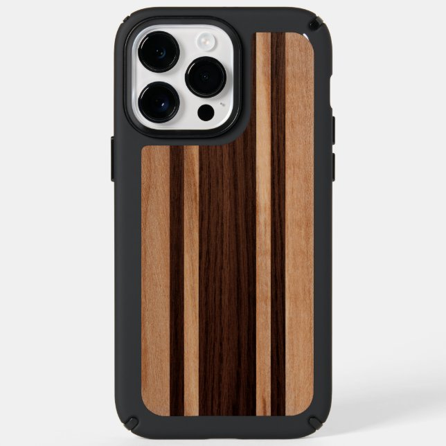 Waikokos Hawaiian Faux Wood Striped Surfboard Speck iPhone Case (Front)