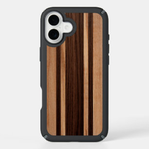 Waikokos Hawaiian Faux Wood Striped Surfboard iPhone 16 Plus Case