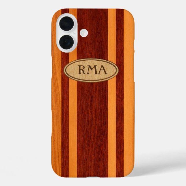 Waikokos Hawaiian Faux Wood Surfboard Monogram Case-Mate iPhone Case (Back)