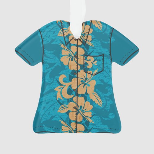 Waikoloa Faux Wood Hawaiian Hibiscus Aloha Shirt Ornament