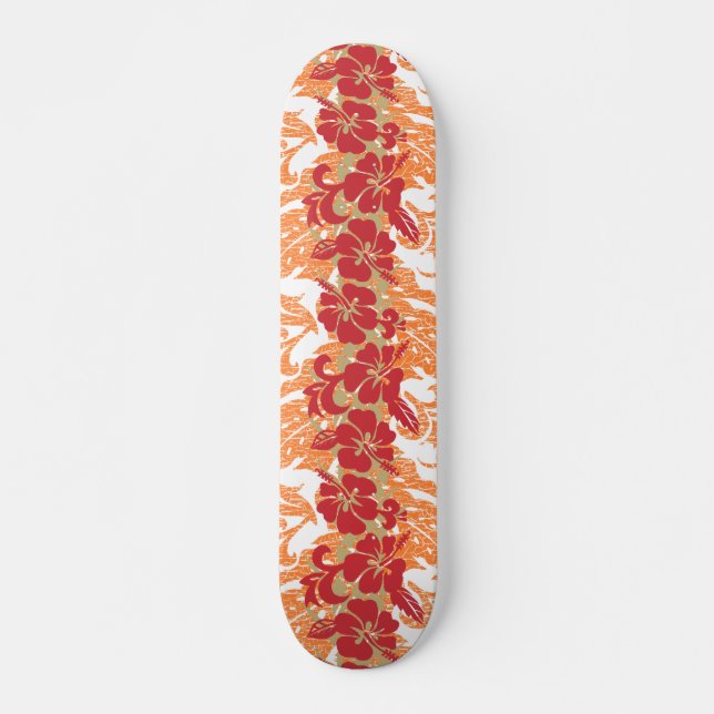 Waikoloa Hawaiian Hibiscus Floral Etched Skateboard Deck (Front)