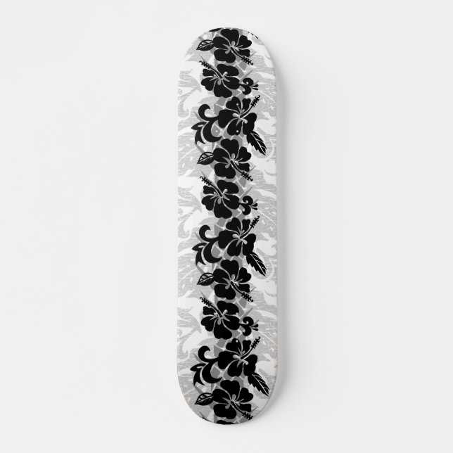Waikoloa Hawaiian Hibiscus Floral Etched Skateboard Deck (Front)