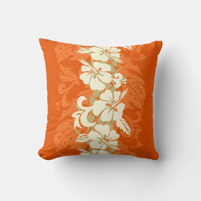 Waikoloa Hawaiian Hibiscus Floral Throw Pillow (Front)