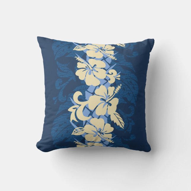 Waikoloa Hawaiian Hibiscus Floral Throw Pillow (Front)