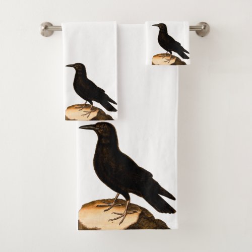 Wail Nature Black Bird Raven  Bath Towel Set