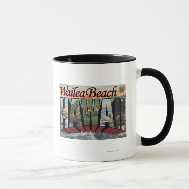 Wailea Beach, Hawaii - Large Letter Scenes Mug (Right)