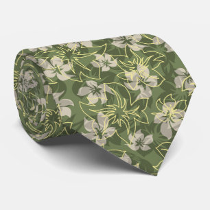 Wailea Hibiscus Hawaiian Floral Two-sided Printed Neck Tie