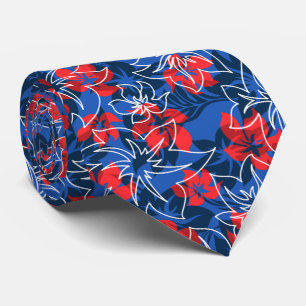 Wailea Hibiscus Hawaiian Floral Two-Sided Printed Neck Tie