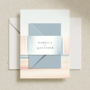 Wailea Watercolor Minimalist Elegant Beach Wedding Invitation Belly Band