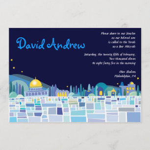 Wailing Wall Israel Bar Bat Mitzvah Invitation