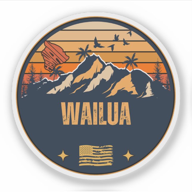 Wailua, Hawaii Sticker (Front)