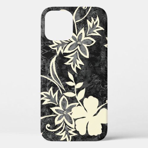 Waimanalo Hawaiian Hibiscus Batik Black iPhone 12 Pro Case