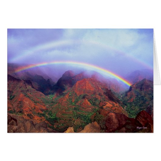 Waimea Canyon - Kauai - Hawaii- Double Rainbow Cards (Front Horizontal)