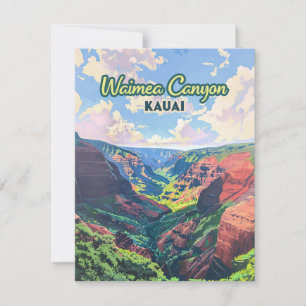 Waimea Canyon Kauai Hawaii Landscape Retro Card