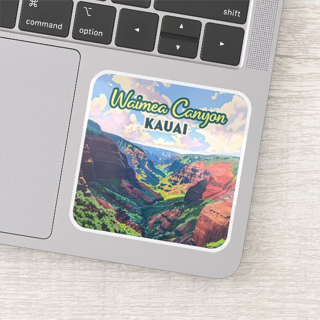 Waimea Canyon Kauai Hawaii Landscape Retro Sticker (Detail)