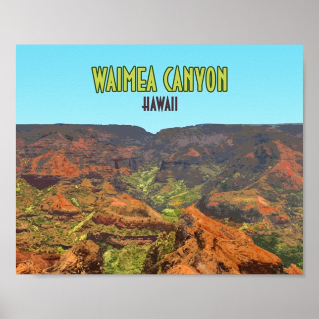 Waimea Canyon Kauai Hawaii Vintage Travel Poster (Front)