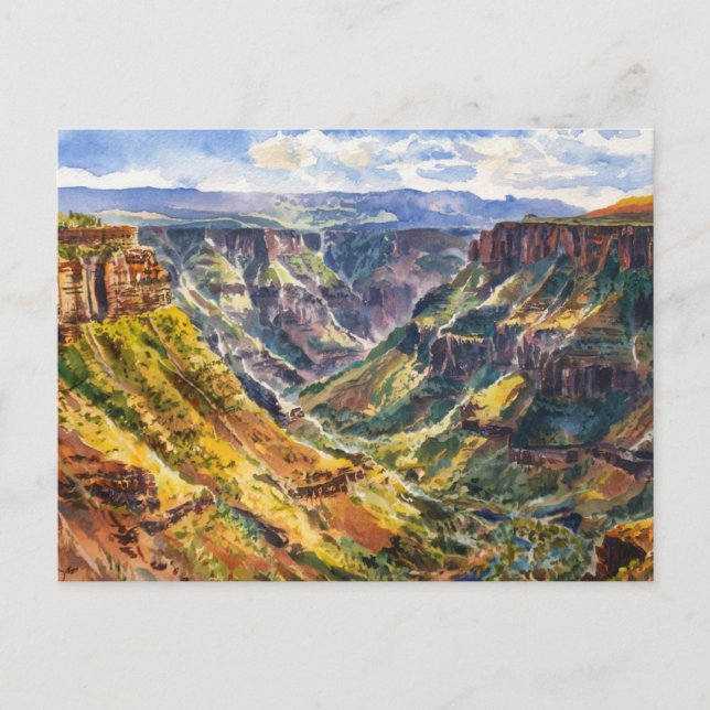 Waimea Canyon State Park, Watercolor Painting Postcard (Front)