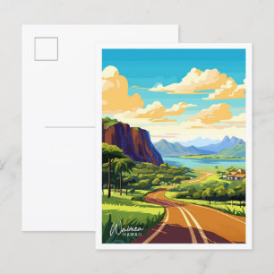 Waimea Hawaii Art Travel Vintage illustration Postcard