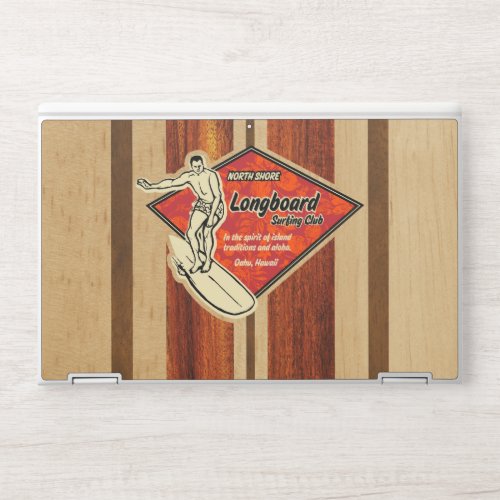 Waimea Surfboard Hawaiian Faux Koa Wood HP Laptop Skin