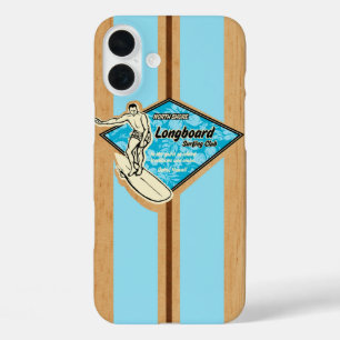Waimea Surfboard Hawaiian Faux Wood Aqua iPhone 16 Plus Case