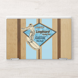 Waimea Surfboard Hawaiian Faux Wood Aqua HP Laptop Skin